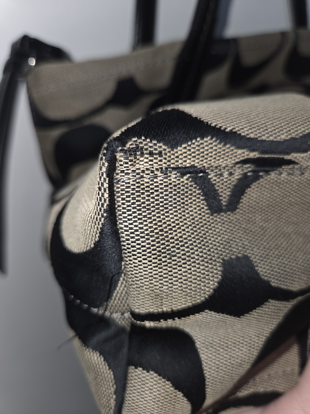 Coach Black and Tan Signature Canvas Tote - Picture 12 of 14